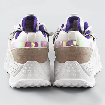 Sneakersy damskie z podwójnymi sznurówkami białe (7001)