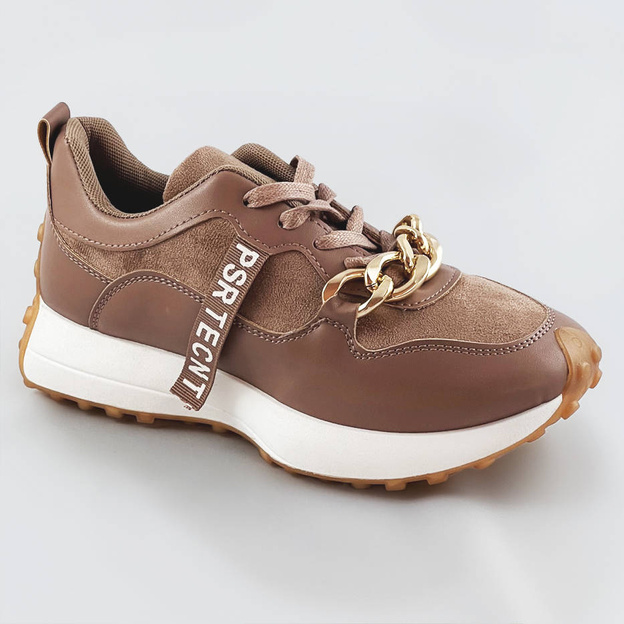 Buty sportowe z łańcuchem brązowe (n-206)