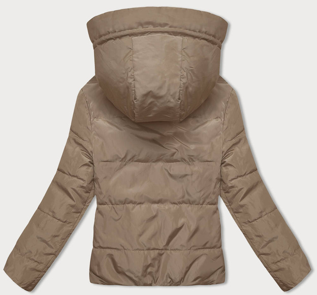 Dwustronna krótka kurtka z kapturem beż-khaki (B8181-101011)