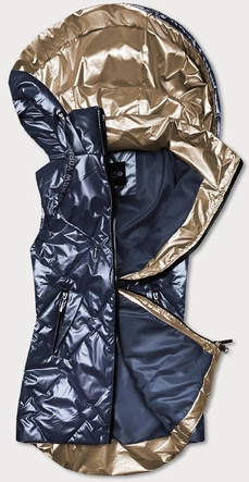 METALICZNY BEZRĘKAWNIK DAMSKI Z KAPTUREM GRANATOWY (HS-1817)