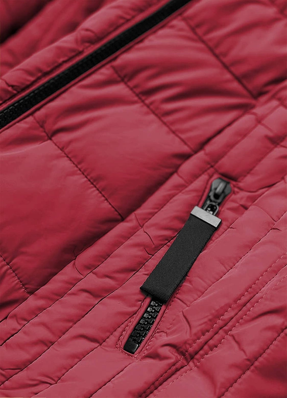 CIENKA KURTKA ZIMOWA DAMSKA Z KAPTUREM CZERWONA (8943-B)