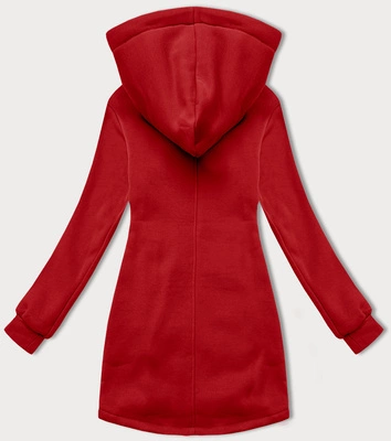 Rozpinana bluza damska z łączonych materiałów LHD ciemna czerwona (AMG-165)