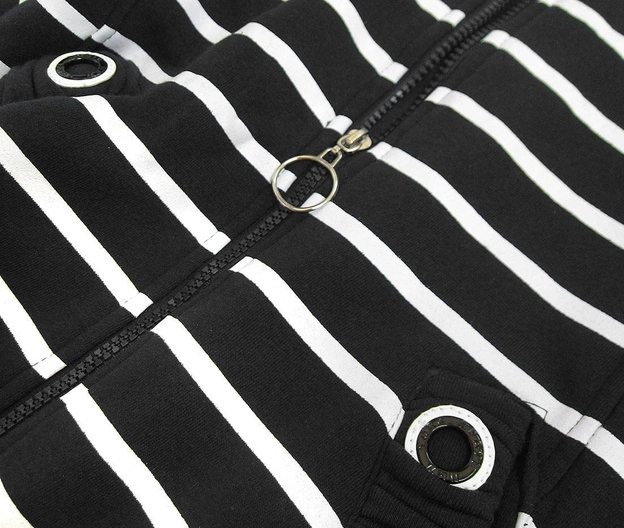 ROZPINANA BLUZA W PASKI CZARNA (645)