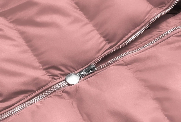 Krótka zimowa kurtka z kapturem różowy (5M723-46)