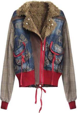 KRÓTKA KURTKA NA MISIU NIEBIESKO-BRĄZOWA (71027)