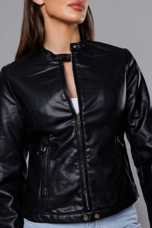 Kurtka ramoneska ze stójką czarna (11Z8008)