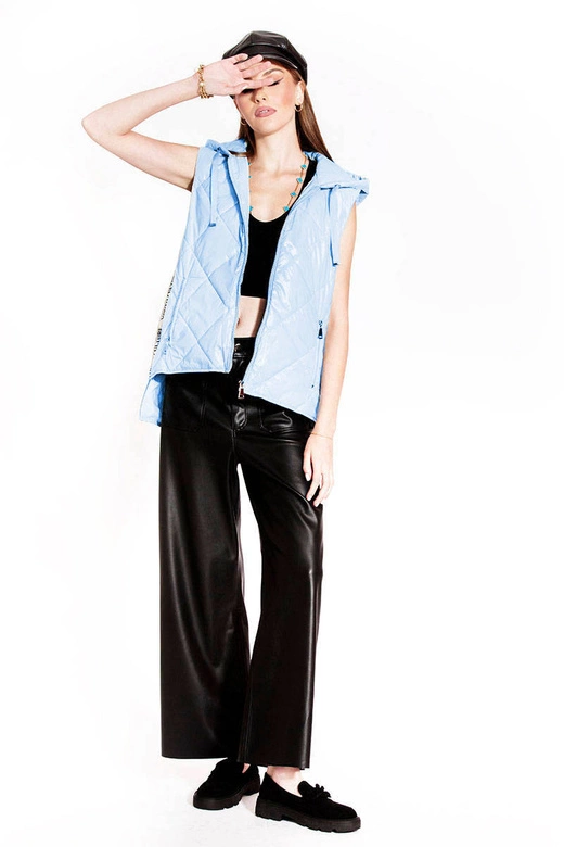 Błyszcząca kamizelka damska błękitna (ag3-02)