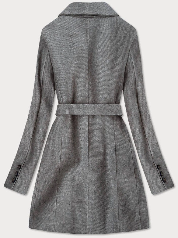 KLASYCZNY DAMSKI PŁASZCZ Z DOMIESZKĄ WEŁNY SZARY (2715)