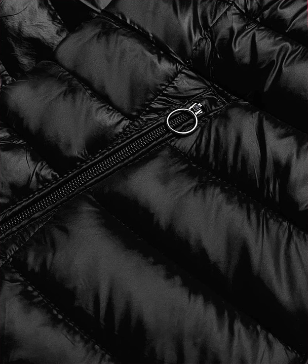 Pikowana kurtka dwustronna damska czarna (b9775-1)