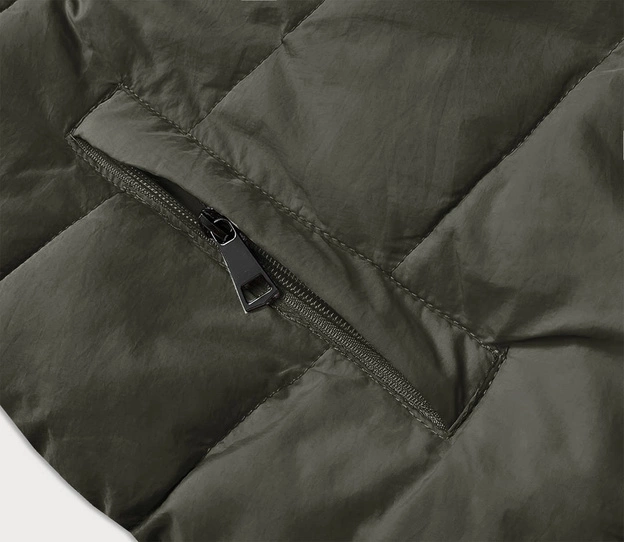 ASYMETRYCZNA KURTKA DAMSKA OVERSIZE KHAKI (1535)