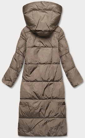 Kurtka zimowa damska z kapturem beżowa (AG1-J9091)