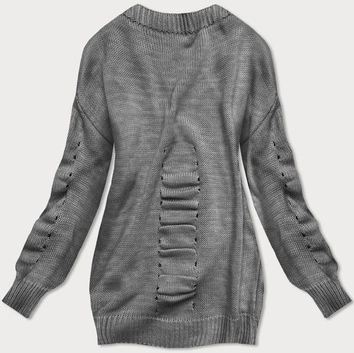 SWETER Z MARSZCZENIAMI CIEMNOSZARY (182ART)