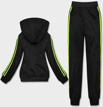 Dres damski z lampasami czarny-limonka (KK0057)