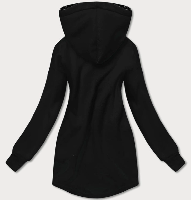 Prosta bluza damska z ozdobnym suwakiem czarna (AMG-37)