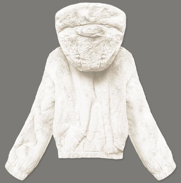 Krótka kurtka damska futro ecru (b8050-26)