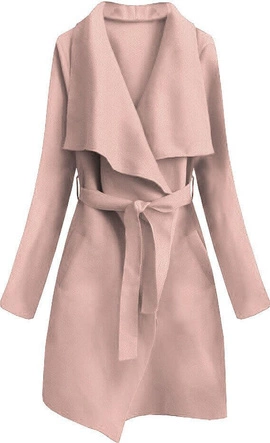 MINIMALISTYCZNY PŁASZCZYK PUDROWY RÓŻ (552ART)