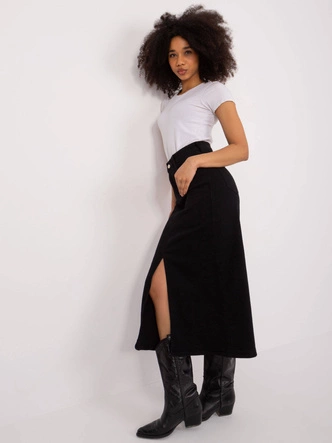 Dopasowana spódnica jeansowa maxi czarna (M551)