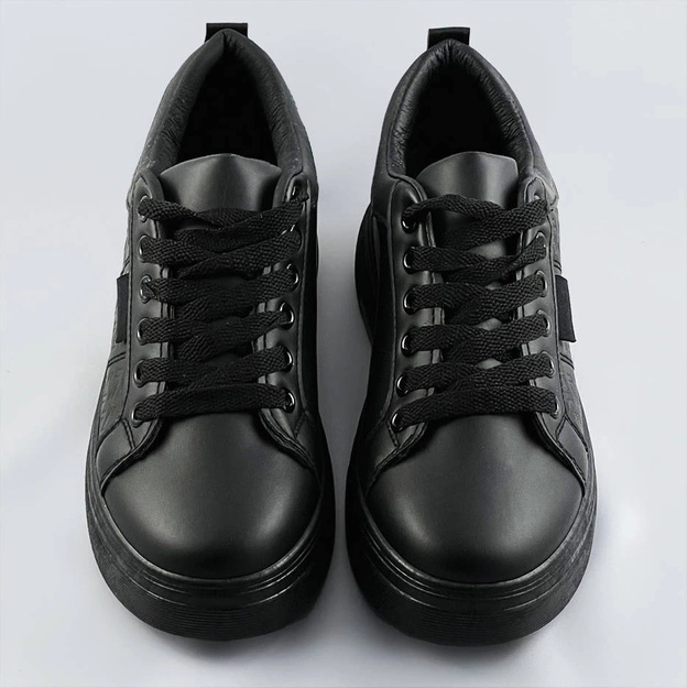 DAMSKIE SNEAKERSY SZNUROWANE CZARNE (C1029)