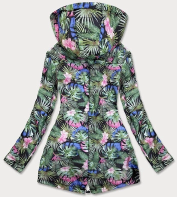 DAMSKA DWUSTRONNA KURTKA Z KAPTUREM SZARA/LIŚCIE (SS65)