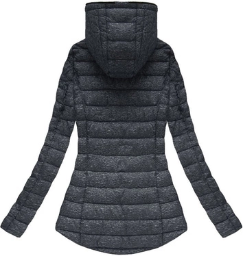 PIKOWANA KURTKA Z KAPTUREM CZARNA (7149)