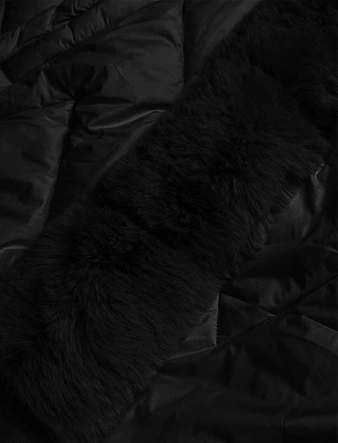 DAMSKA DŁUGA KURTKA PIKOWANA ZIMOWA CZARNA (FM11-1)