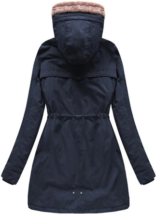 PARKA DAMSKA ZIMOWA Z FUTREM GRANATOWA (XW807X)