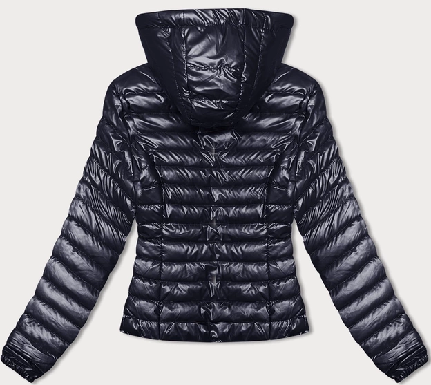 Pikowana kurtka damska z kapturem granatowa (16M9106-215)