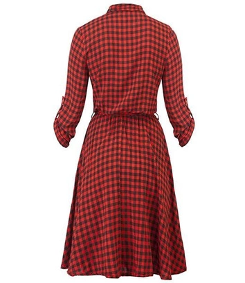 KOSZULOWA SUKIENKA W KRATĘ CZERWONA (9492)