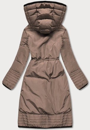 Taliowana kurtka zimowa damska ciemny beż (h-1071-89)