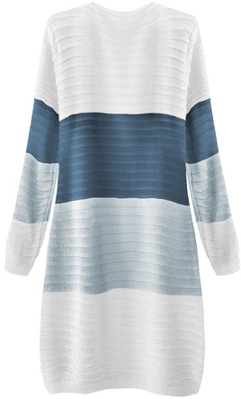 PRĄŻKOWANY KARDIGAN BIAŁO-NIEBIESKI (222ART)