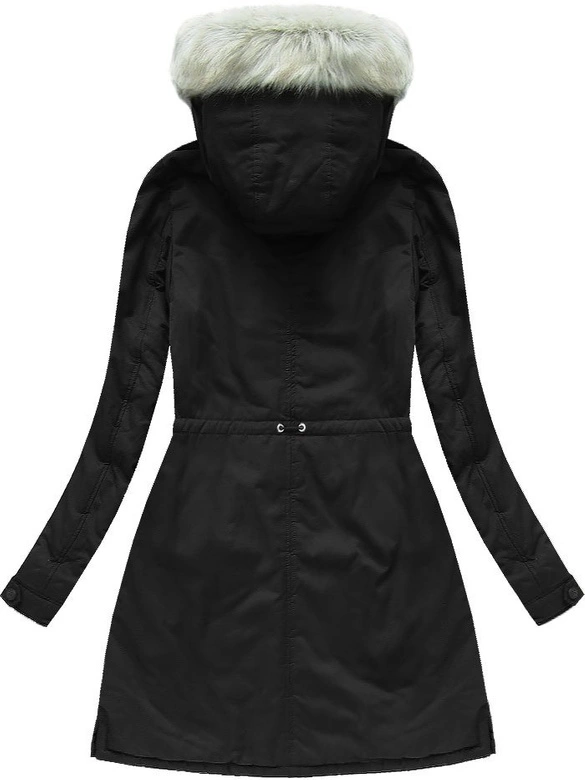 GRUBA DAMSKA PARKA ZIMOWA Z KAPTUREM CZARNA (6088)