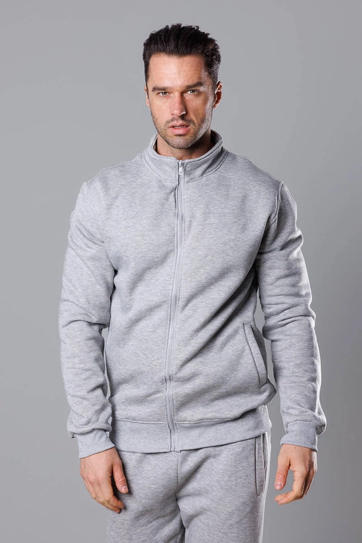 Męska bluza ze stójką jasnoszara (68B2002-2)