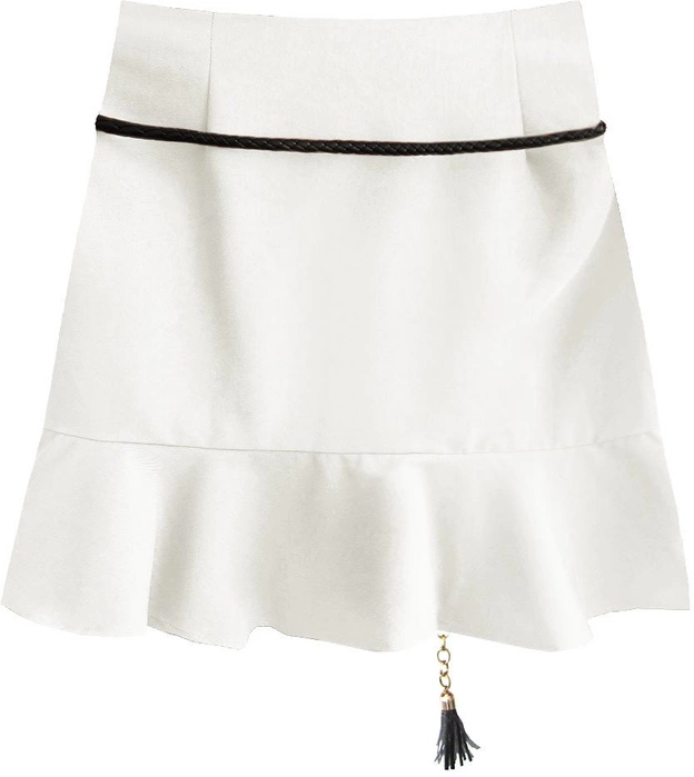 KRÓTKA SPÓDNICA Z FALBANĄ ECRU (6158/1)