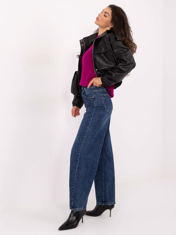Jeansowe spodnie damskie balloon fit Goodlookin granatowe (RE3220)