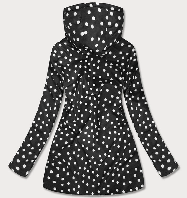 Dwustronna kurtka damska z kapturem czerwona w kropki (W352)