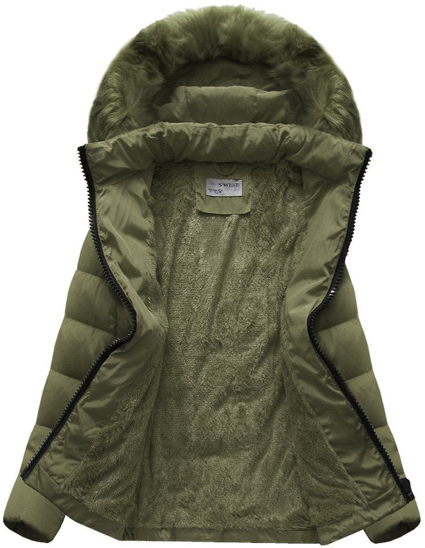 PIKOWANA KURTKA Z KAPTUREM KHAKI (B3570)