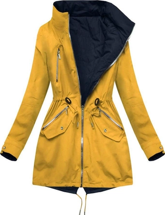 DWUSTRONNA PARKA Z KAPTUREM ŻÓŁTO-GRANATOWA (W306BIG)