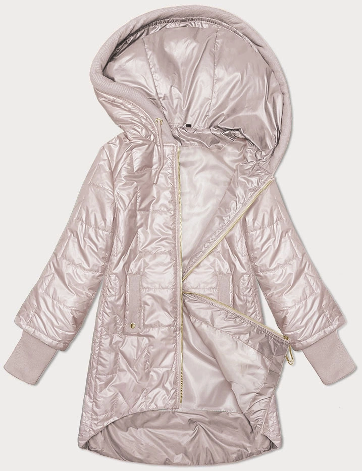 Pikowana kurtka z ozdobnymi ściągaczami S'West perłowy różowy (B8345-51)