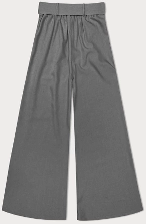 Eleganckie spodnie damskie z paskiem szare (18727)