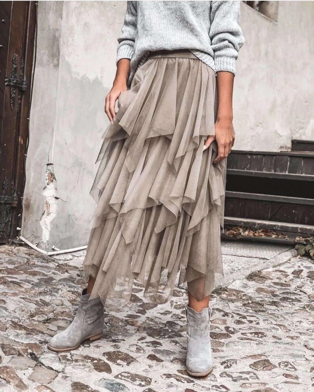 BŁYSZCZĄCA TIULOWA SPÓDNICA ZŁOTA (530ART)