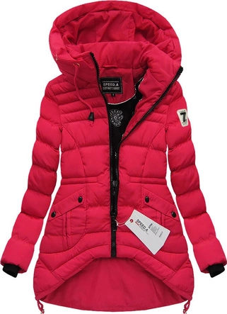 PIKOWANA KURTKA Z KAPTUREM CZERWONA (W809)
