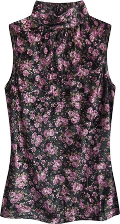 WELUROWY GOLF W KWIATKI CZARNO-RÓŻOWY (3684/10)