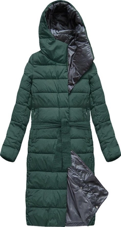 DŁUGA PIKOWANA KURTKA BUTELKOWA ZIELEŃ (7704)