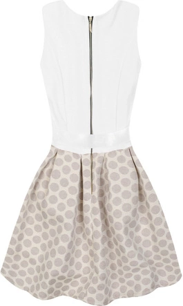 ROZKLOSZOWANA SUKIENKA BIAŁO-BEŻOWA (3054/1)