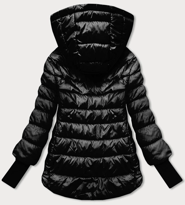 Krótka kurtka damska z dzianinowymi ściągaczami czarna (P22/P3-6636/P3-6023-1)