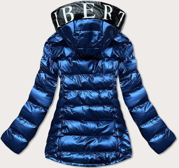 Damska kurtka pikowana z kapturem niebieski ciemny/biały (xw817x)