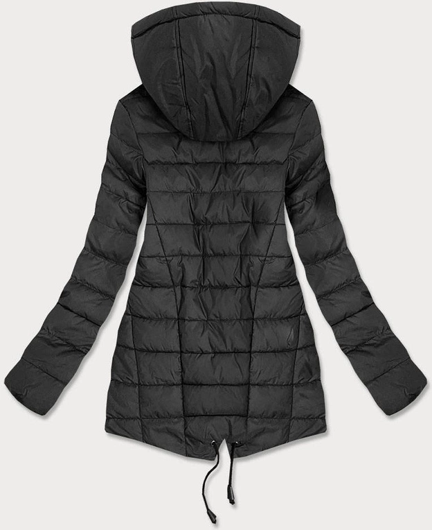 ASYMETRYCZNA PIKOWANA KURTKA DAMSKA CZARNA (68-1936)