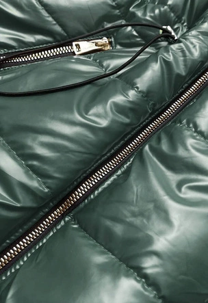 Błyszcząca kamizelka z kapturem zielona (B8130-10)