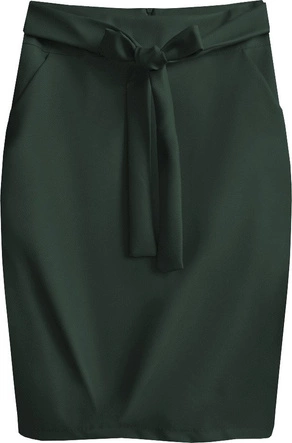 OŁÓWKOWA SPÓDNICA Z EKOSKÓRY CIEMNOZIELONA (528ART)