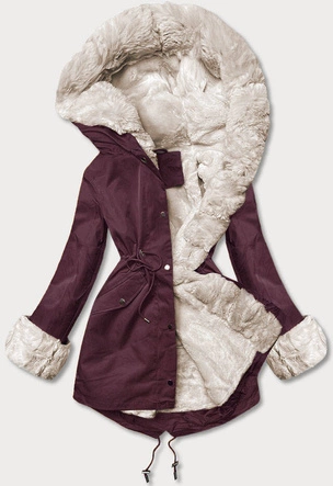 Parka z futrzaną podpinką bordowa (5M763-1)